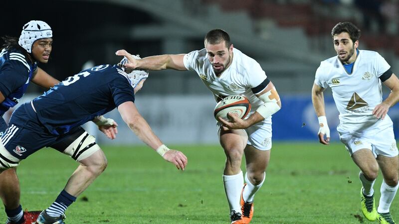 Georgia captain Merab Sharikadze in action against the USA in 2017. Photograph: Levan Verdzeuli/Getty