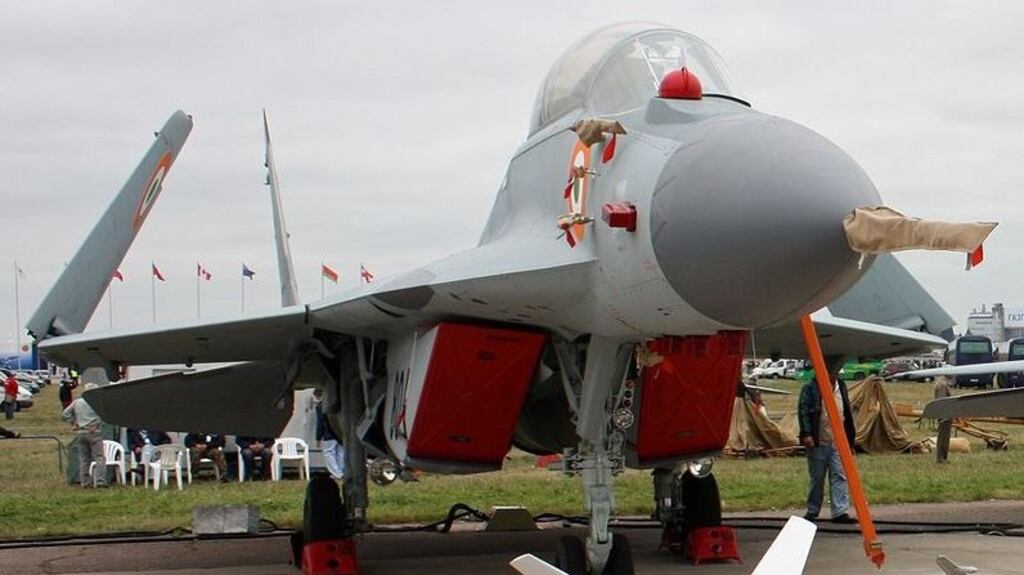 The Russian Defence Ministry said the crash into the Mediterranean of a MiG-29K fighter similar to that above would not affect the operations of the Admiral Kuznetsov carrier. File photograph: Wikimedia Commons