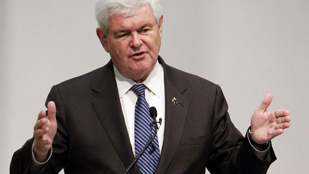 Newt Gingrich: “American people feel that crime is on the up. I’ll go with that rather than your liberal statistics.” Photograph: AP Photo/Ann Heisenfelt