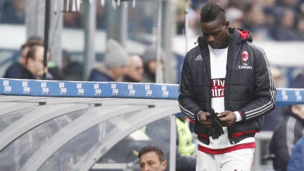 Mario Balotelli’s season-long loan at Milan has proved unsuccessful thus far. Photograph: Epa