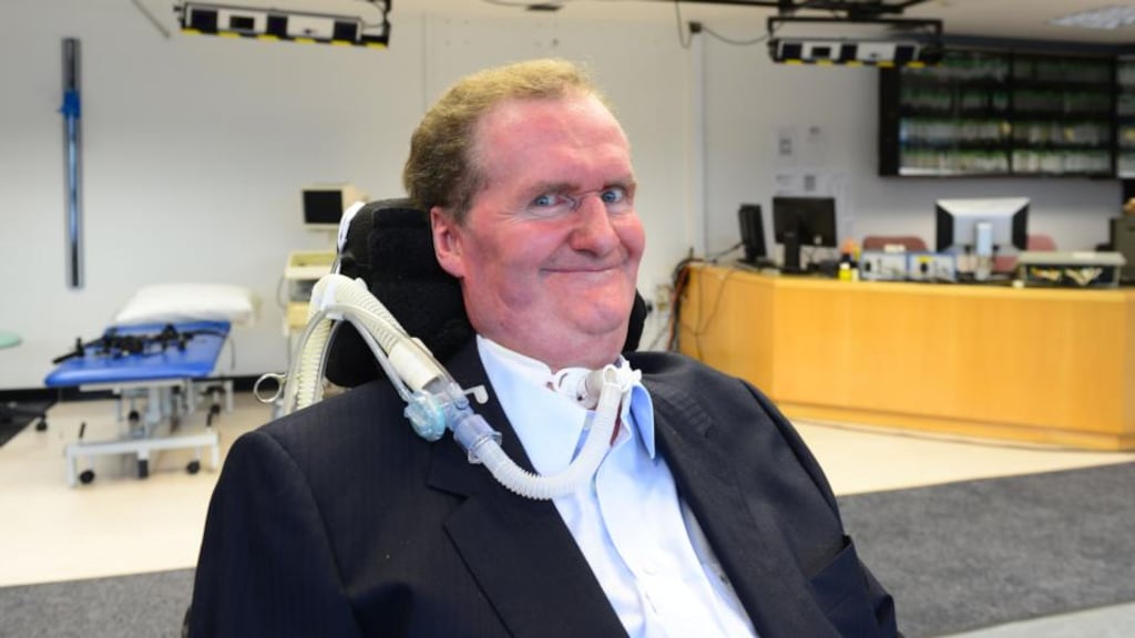 Prof Tim O’Brien: he spent 20 years as one of the world’s longest survivors with motor neuron disease yet continued his work with ‘no envy, no vanity and no regrets’. Photograph: Alan Betson