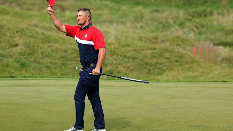 Bryson DeChambeau eagled the first in his match against Sergio Garcia. Photo: Stacy Revere/Getty Images
