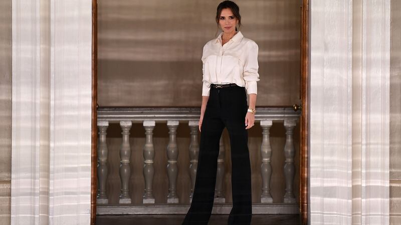 Victoria Beckham after presenting her Autumn/Winter 2020 collection on Sunday at London Fashion Week. Photograph: Daniel Leal-Olivas/AFP/Getty Images