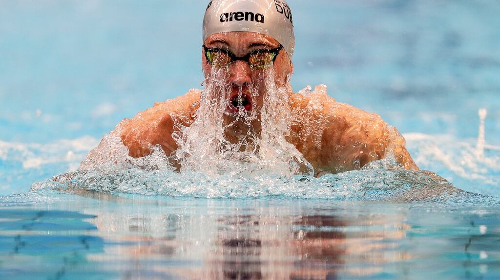 Darragh Greene competing in  the Irish Open Swimming Championships at the National Aquatic Centre in Dublin on Wednesday. Photograph: Laszlo Geczo/Inpho