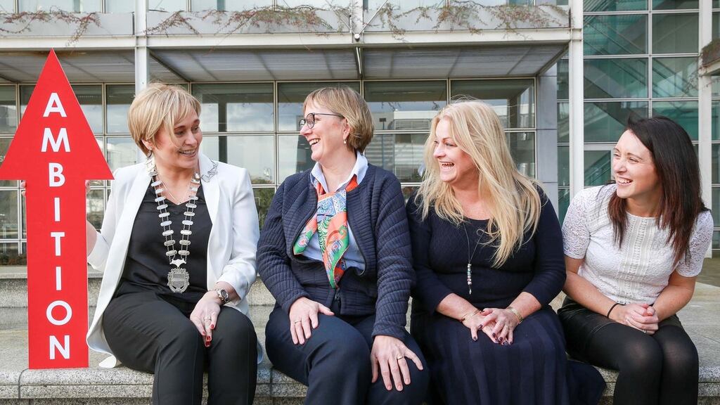 Deirdre Waldron, president of Network Ireland, Julie Sinnamon, chief executive of Enterprise Ireland, Siobhan Byrne Learat of Adams & Butler and Ciara Carolan of ADN Materials at the launch of the “Fuelling Ambition” roadshows