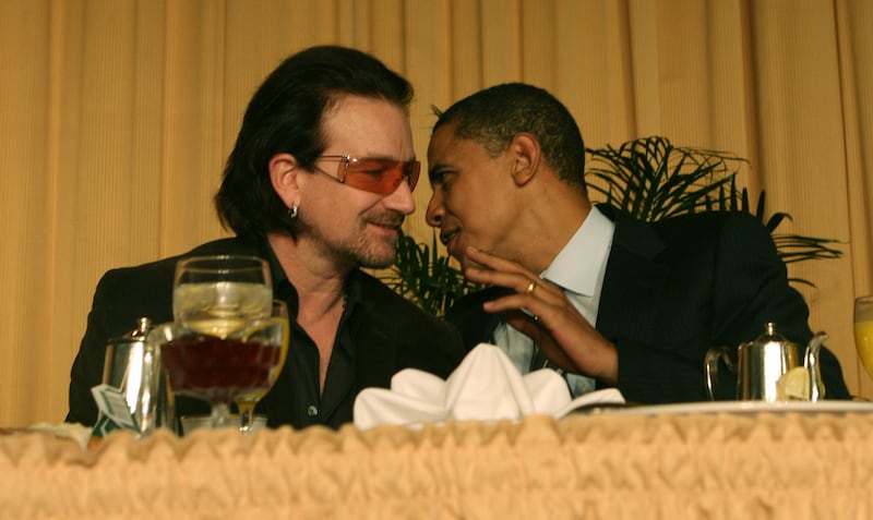 Bono meets Barack: with Senator Obama in 2006, prior to his election as US president. Photograph: Dennis Brack-Pool/Getty
