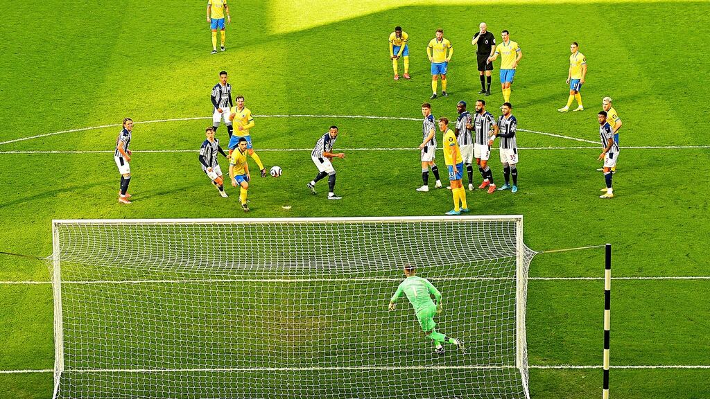 During last season’s Premier League Lewis Dunk found the net with a quick free kick that caught West Brom goalkeeper Sam Johnstone off guard, but after a long delay in which referee Lee Mason disallowed and then allowed the goal, the Brighton skipper’s effort was chalked off by the VAR. One of many VAR controversies last season. Photograph: Clive Mason/Getty Images