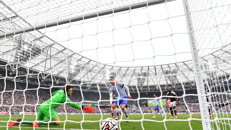 Cristiano Ronaldo scored his fourth goal in three Manchester United appearances. Photograph: Justin Setterfield/Getty
