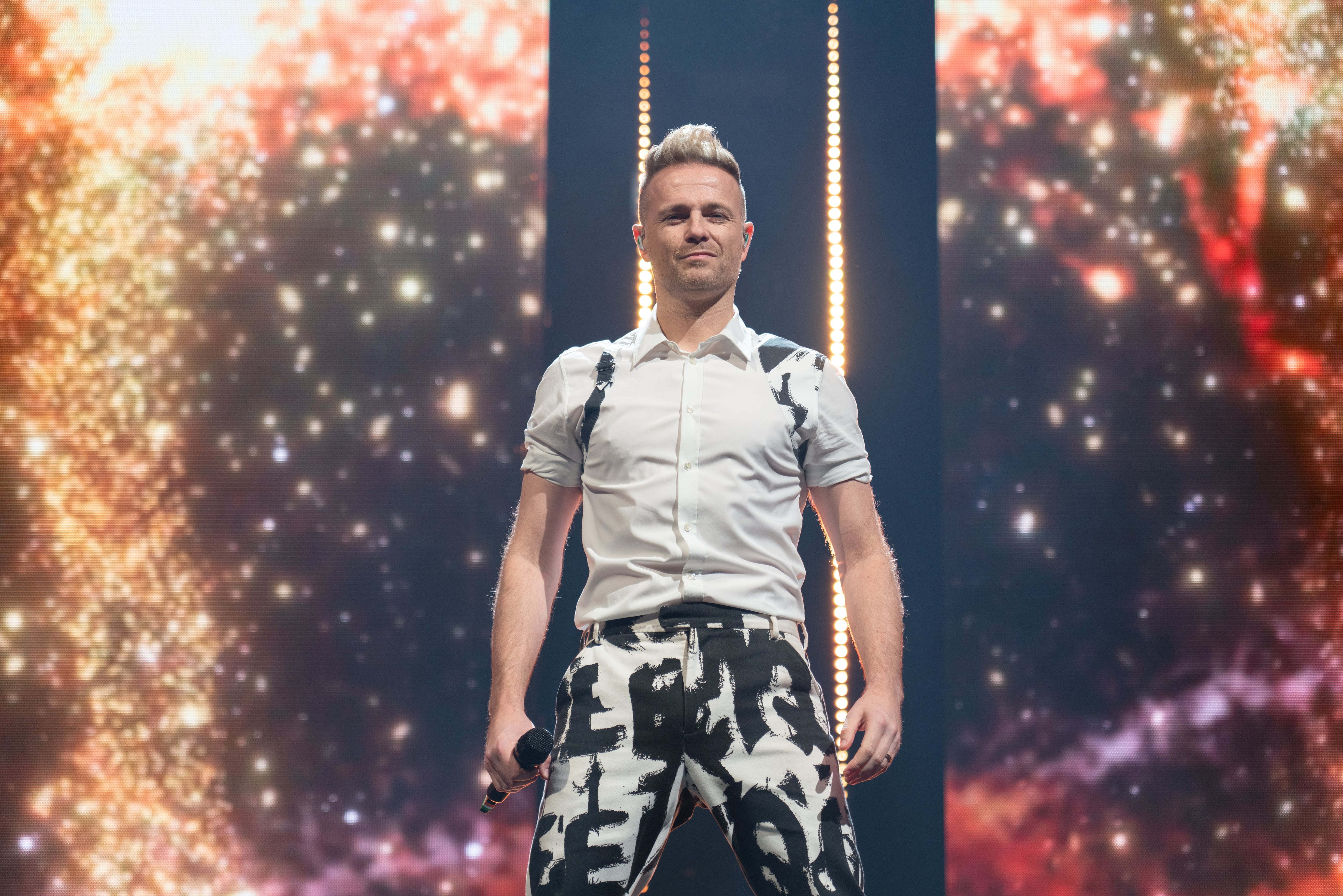 Nicky Byrne during the Westlife concert at the 3Arena. Photograph: Barry Cronin