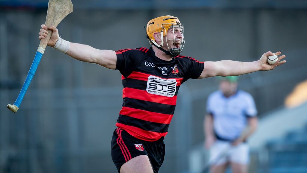Wayne Hutchinson celebrates after Ballygunner’s  Munster senior club final victory over Na Piarsaigh at Semple Stadium, Thurles.  Photograph: Morgan Treacy/Inpho