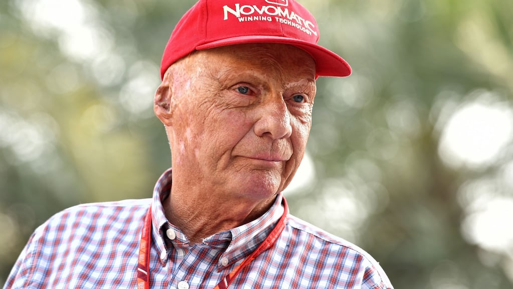 In pole position: three-time Formula 1 World Champion, and founder of Air Berlin’s Austrian subsidiary Niki, Niki Lauda Photograph: AFP