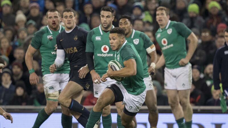 Adam Byrne made his Ireland debut against Argentina in 2017. Photograph: Morgan Treacy/Inpho