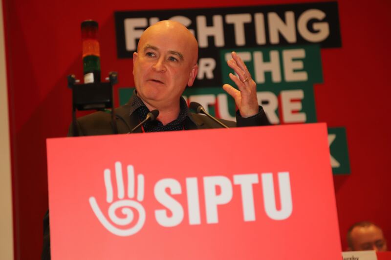 Mick Lynch at the Siptu conference in Galway