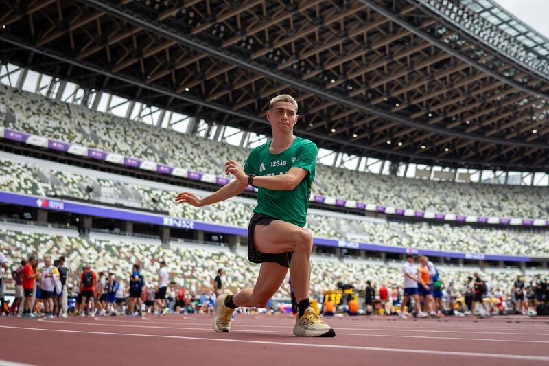 Darragh McElhinney at the Japan National Stadium in Tokyo on Friday ahead of the World Athletics Championships. Photograph: Morgan Treacy/Inpho