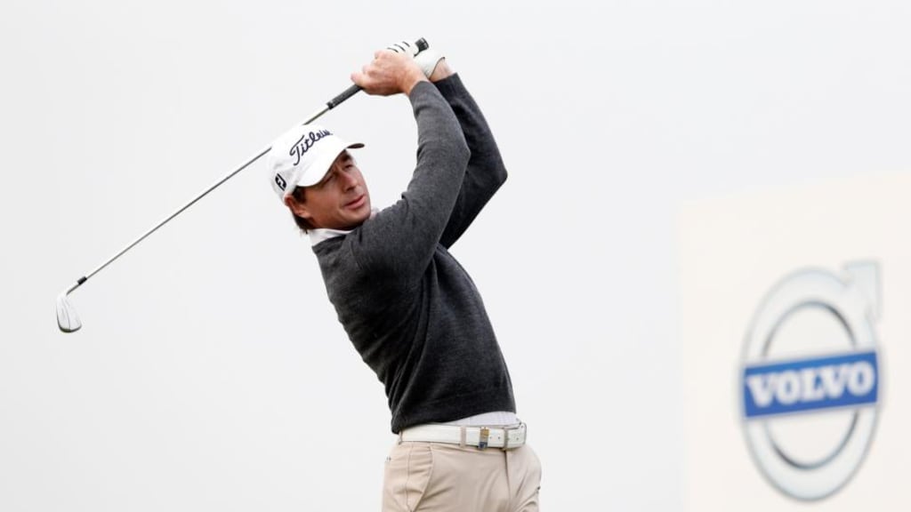 Brett Rumford of Australia plays a shot during the second day of the Volvo China Open at Binhai Lake Golf Course in Tianjin, China. Photograph: Lintao Zhang/Getty Images