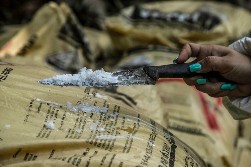 Synthetic drugs in a clandestine laboratory in Sinaloa state, Mexico, in June. Photograph: Rashide Frias/AFP via Getty Images