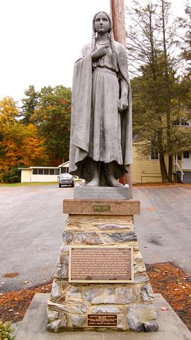Statue of Mary Jemison near her home in Adams County, Pennsylvania. It was erected in 1921. Photograph: Doug Kerr