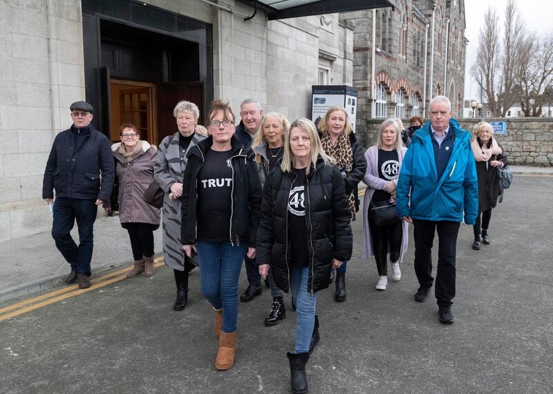 41 YEARS LATER: Family members of the victims of the 1981 Valentine's Night Stardust fire disaster, at the RDS, Dublin, for the 10th  pre-inquest hearing at Dublin District Coroner's Court. Photograph: Colin Keegan/Collins Dublin