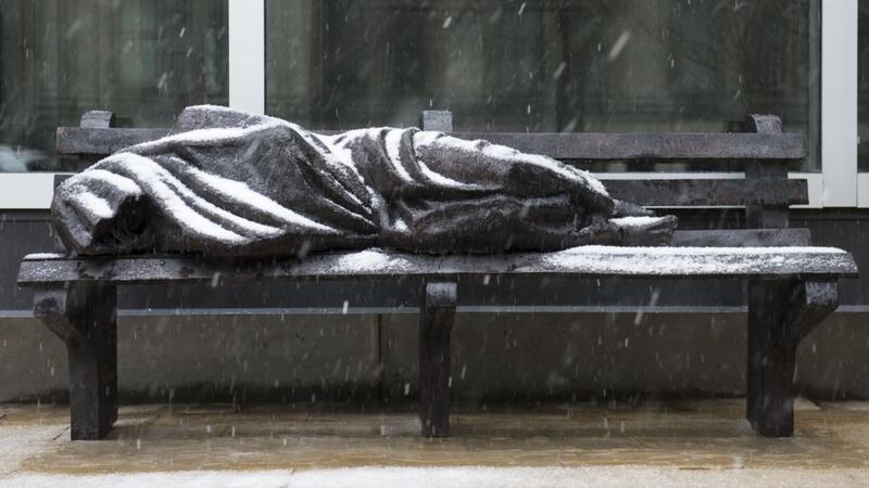 Sculptor Timothy Schmalz’s bronze sculpture Homeless Jesus, which he would like to be put in Dublin: the Dean of Christ Church referred to post-denominationalism when talking about the art work. Photograph: Carlos Osorio/Toronto Star via Getty Images