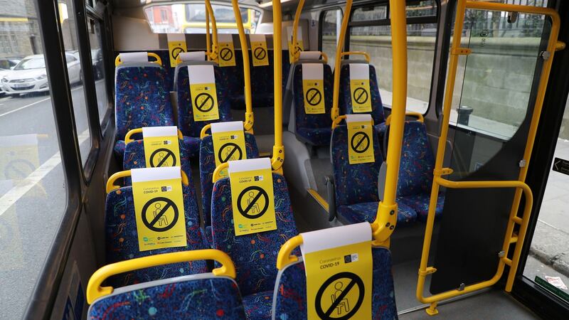 A Dublin Bus, marked for socially distanced seating. Photograph Nick Bradshaw/The Irish Times