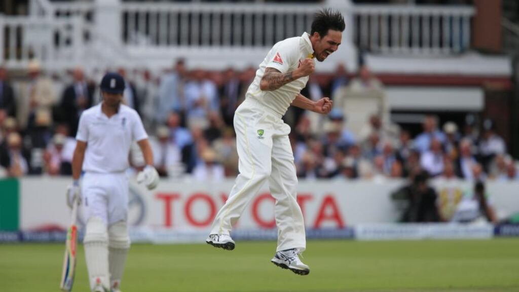 Mitchell Johnson took the wickets of Gary Ballance and Joe Root as Australia dominated the second day of the second Ashes Test at Lord’s. Photograph: PA