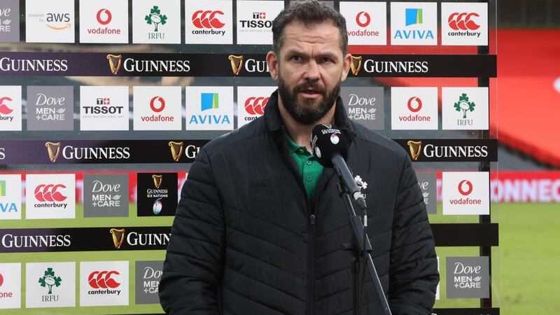 Andy Farrell is looking for Ireland to win the final three games of this year’s Six Nations after losing the first two for the first time in 23 years. Photograph: Billy Stickland/Inpho