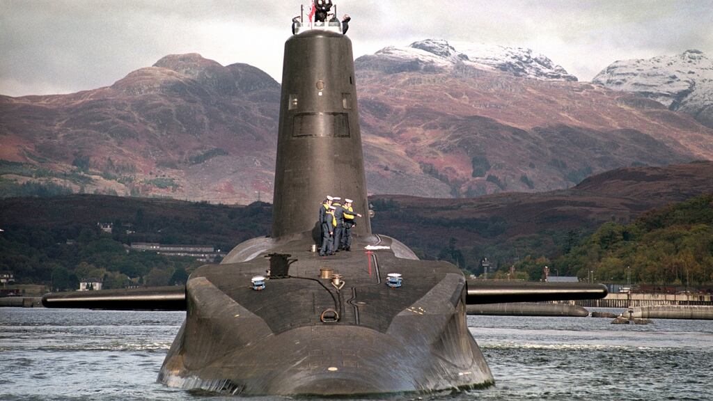 A British Royal Navy Trident nuclear submarine: last June parliament voted to spend £40 billion on new Trident submarines. Photograph: PA Wire