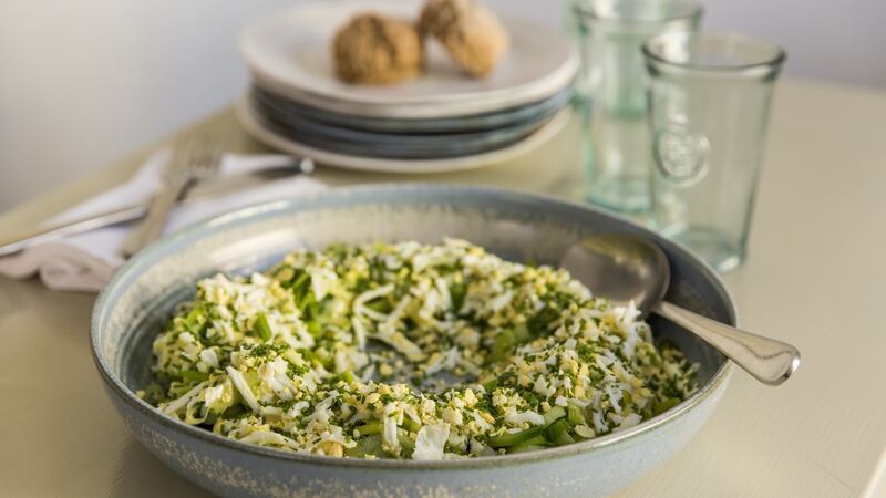 Leeks Vinaigrette: a classic. Photograph: Emma Jervis