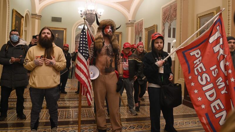 Supporters of then US president Donald Trump, inside the Capitol in Washington, DC on January 6th. Photograph: Saul Loeb/AFP via Getty Images