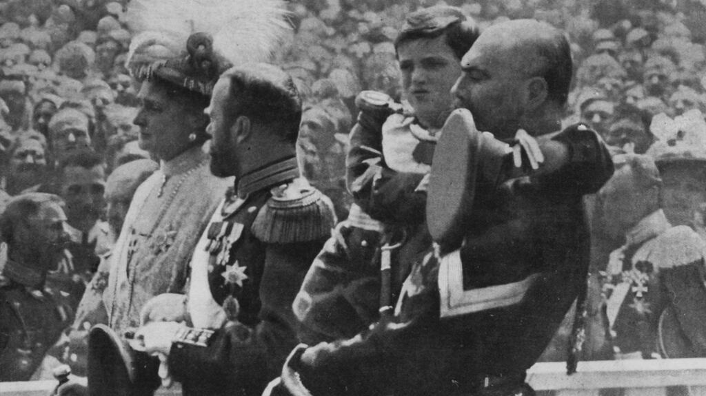 The last tsar of Russia Nicholas II (centre) with his wife Tsarina Alexandra and their son Alexis. Photograph: Henry Guttmann/Getty Images