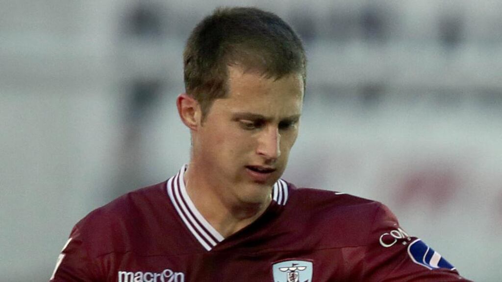 Jake Keegan: forward’s perfectly executed header in the 61st minute made all the difference for Galway at City Calling Stadium. Photograph: Morgan Treacy/Inpho