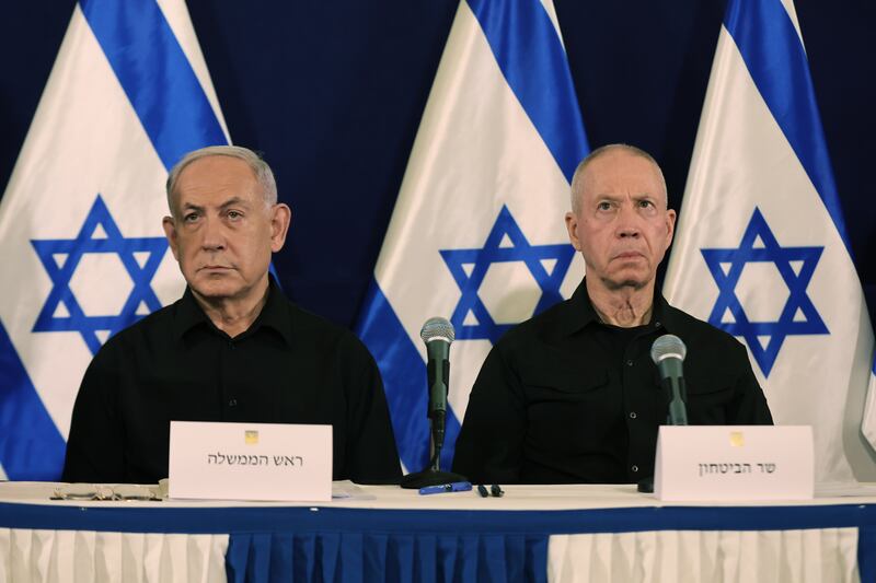 Israel's prime minister Binyamin Netanyahu (left) and defense minister Yoav Gallant. Photograph: Abir Sultan/EPA