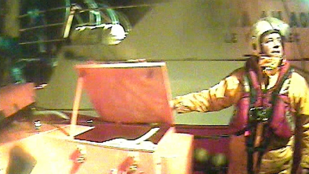 A handout photo of the Wicklow RNLI rescuing four fishermen on a French-registered trawler after their vessel got into difficulty on the Irish Sea this morning.