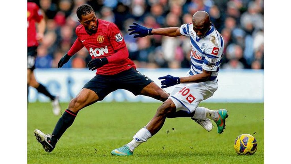 Dublin-based digital media publisher Fantom has netted a tidy deal for a branded online sticker album with English Premier League football club Queens Park Rangers to provide a branded online sticker album to fans. The app will sit on QPR's Facebook page, giving fans another way to interact with the club. Founder Paul Healy described it as a "breakthrough" deal for the 15-month old business and hinted it is set to score a deal with a much bigger club. How has the business performed to date? "It's been a hard road," Healy admits. "We're still investing in the business. We expect to be revenue positive on a month-to-month basis by November. We will have millions of users in 2014. That's a cast-iron projection." Picture shows Manchester United's Patrice Evra (left) and QPR's Stephane Mbia in action during their Barclays Premier League clash last weekend. PHOTOGRAPH: NICK POTTS/ PA WIRE