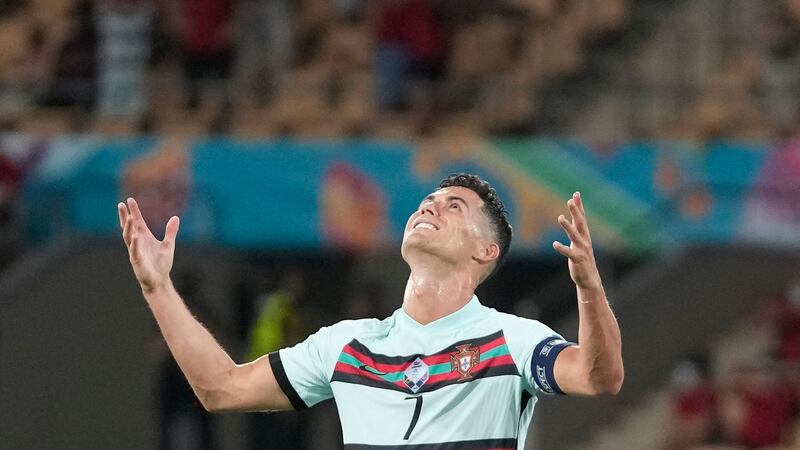 Cristiano Ronaldo’s Portugal were beaten 1-0 by Belgium in the last-16. Photogtaph: Thanassis Stavrakis/Getty/AFP