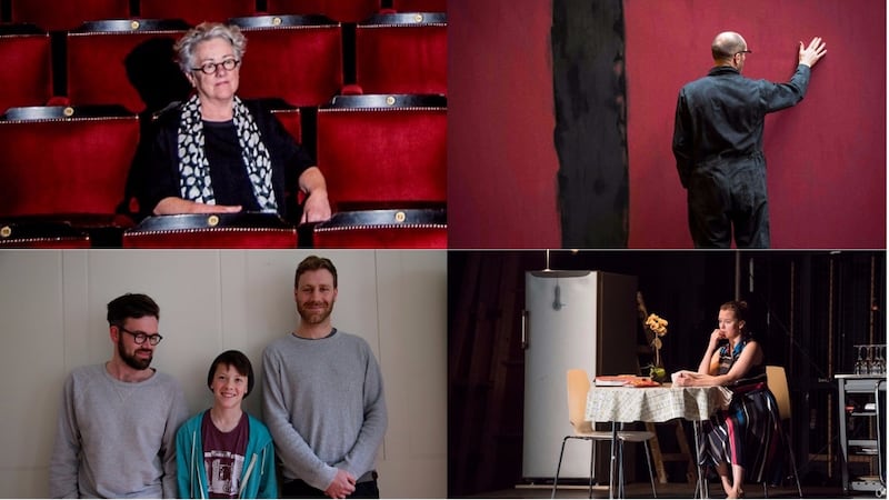 Best director nominees Garry Hynes (nominated for King of the Castle), Red (nominee is Emma Jordan), Hamnet (pic shows Ben Kidd and Bush Moukarzel with actor Ollie West between them), and The Second Violinist (Enda Walsh)