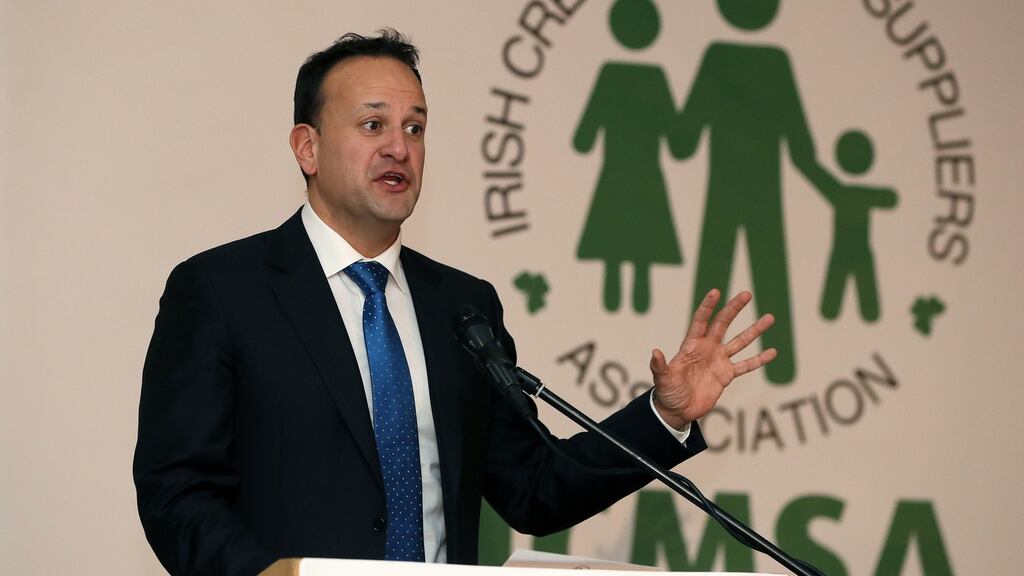 Taoiseach Leo Varadkar speaking at the ICMSA agm in Limerick. Photograph: Brian Lawless/PA Wire