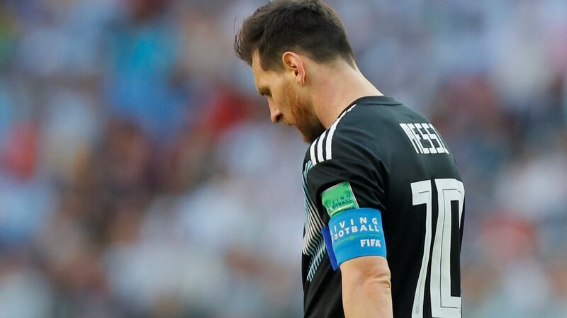 Lionel Messi during the game. Photograph: Maxim Shemetov/Reuters