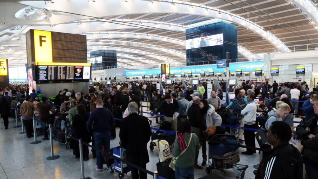 “The Common Travel Area (CTA) is utterly inconsistent: it means no queues and no passport controls when we travel to Heathrow and Gatwick, but usually involves queues and always a passport check when travelling through Dublin Airport.” Photograph: Steve Parsons/PA Wire