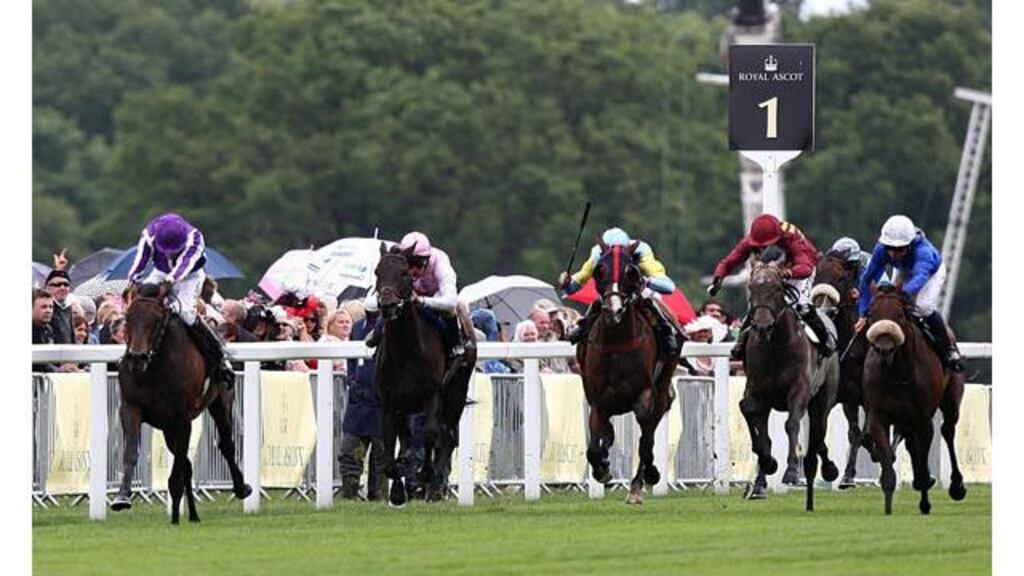 Fame and Glory (far left) is too strong for his rivals in this afternoon’s Gold Cup at Royal Ascot. Photograph: David Davies/PA Wire