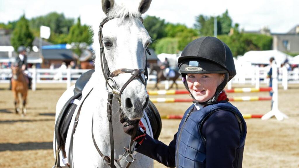 Sarah O’Donnell, Gowran, Co Kilkenny, with her pony Mister Boots. Photograph: Eric Luke