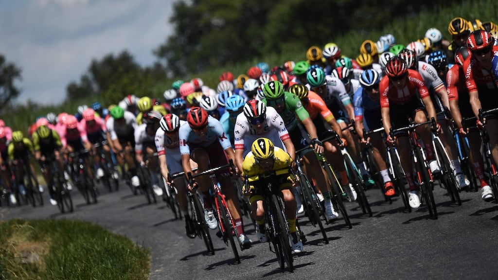 Action form the 10th stage of the Tour de France, which saw Dan Martin climb up seven places to ninth overall. Photograph: Jeff Pachoud/AFP/Getty