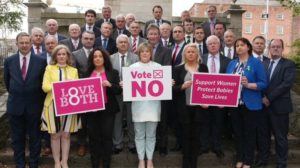 Fianna Fáil for No: those present for the photograph and those who missed the event received this image. A text message urged those present to “share widely on social media”