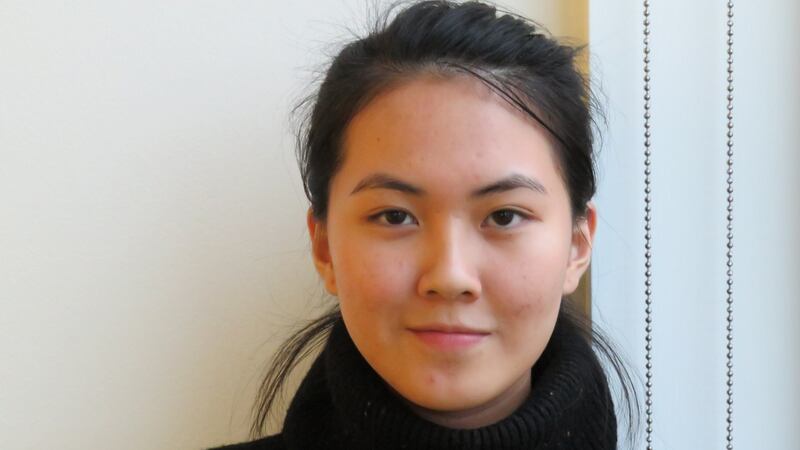Student debt is the most pressing issue for first-time voter, Anna Yau. She thinks she’ll vote Conservative, because of her dislike of Jeremy Corbyn. Photograph: Jennifer O’Connell