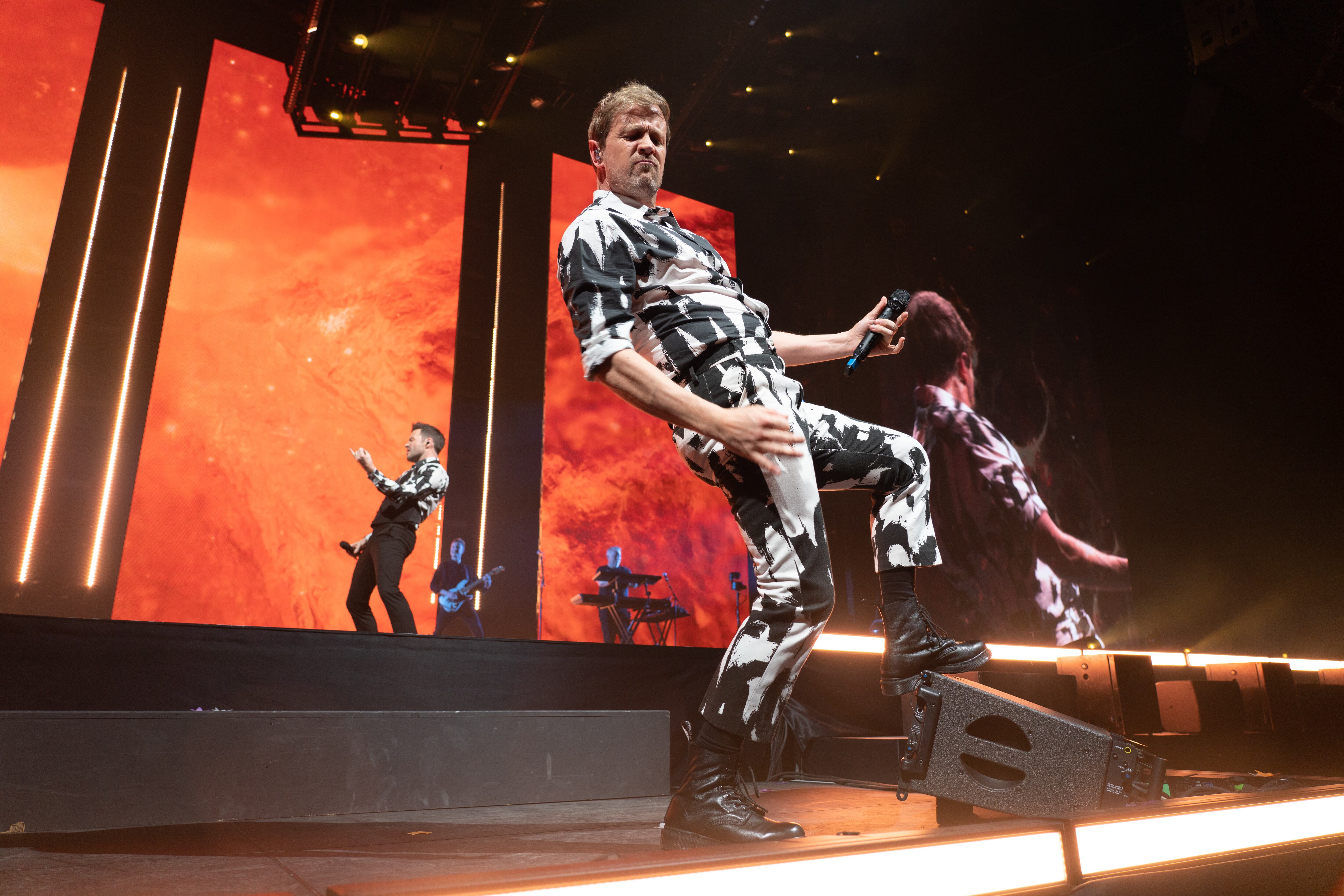 Kian Egan dances during the Westlife concert at the 3Arena. Photograph: Barry Cronin