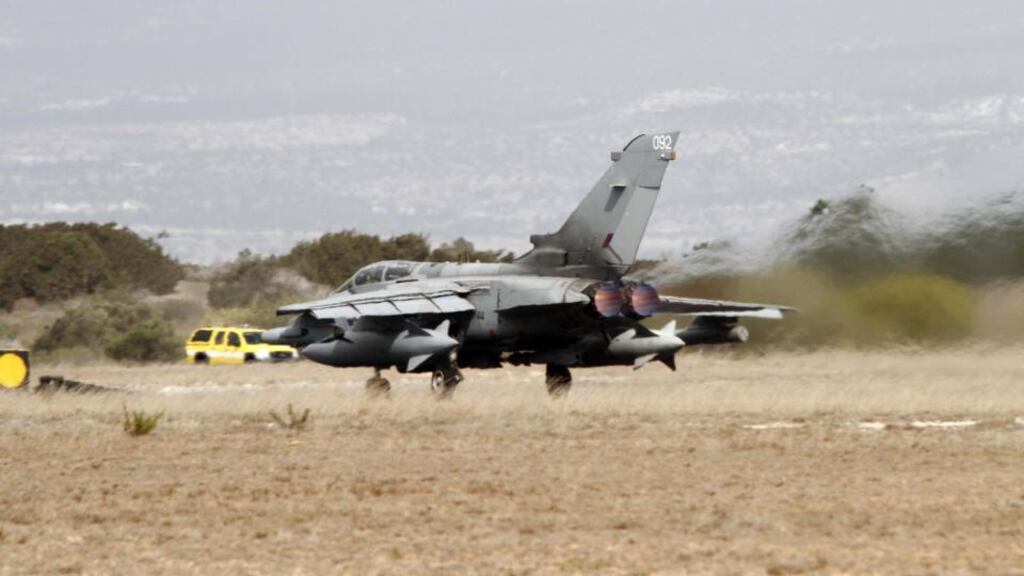 An RAF Tornado GR4 fighter jet taking off, from the Akrotiri British RAF airbase near the Cypriot port city of Limassol. Photograph: Getty Images