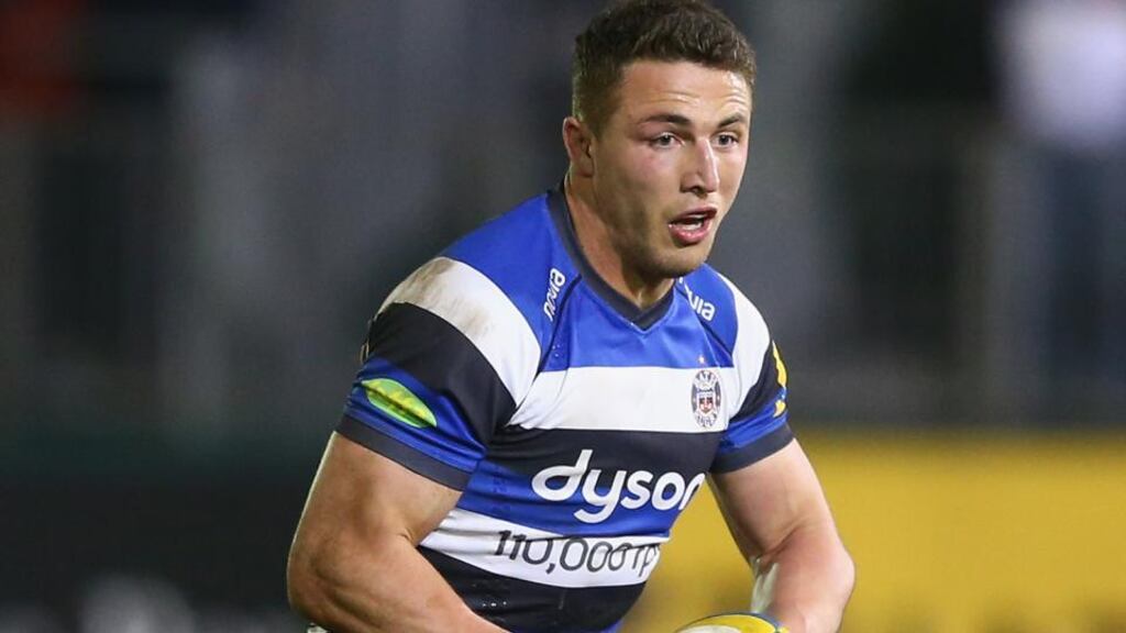 Bath’s Sam Burgess: his tackle technique is a cross between Trevor Brennan and a dumper truck. Photo: Michael Steele/Getty Images
