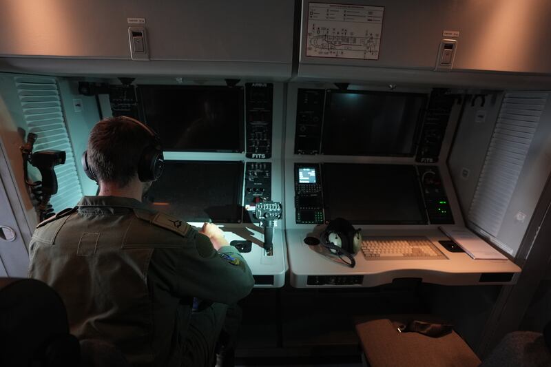 An Air Corps crewman on board the new C295 surveillance aircraft at Casement Aerodrome, Baldonnel. Photograph: Niall Carson/PA