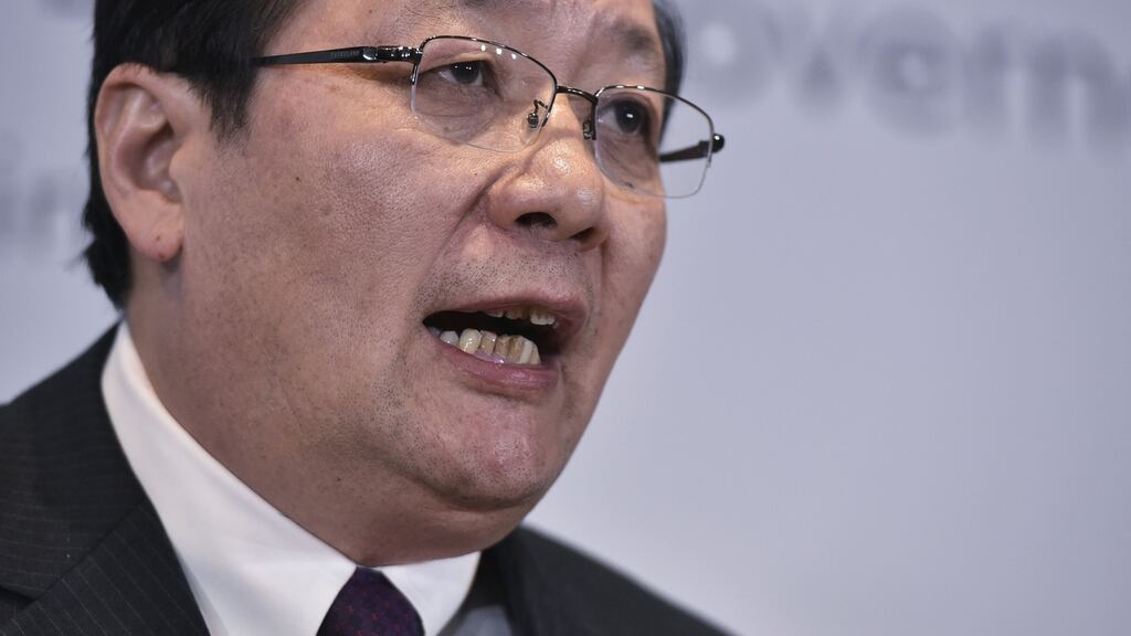 China’s finance minister Lou Jiwei called Donald Trump an ‘irrational type’ in an interview criticising the Republican presidential frontrunner’s calls for a trade war with China. Photograph: Mandel Ngan/AFP/Getty Images
