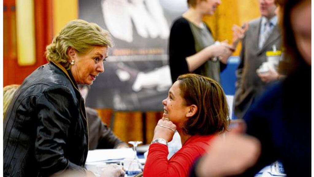 TDs Frances Fitzgerald and Mary Lou McDonald at the meeting of the constitutional convention at the weekend. photograph: alan betson